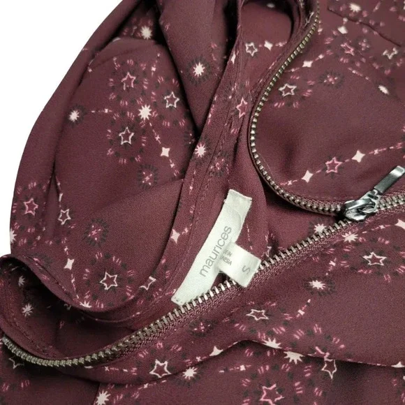 Maurices Zip Front Roll Sleeve Top - Picture 3 of 4